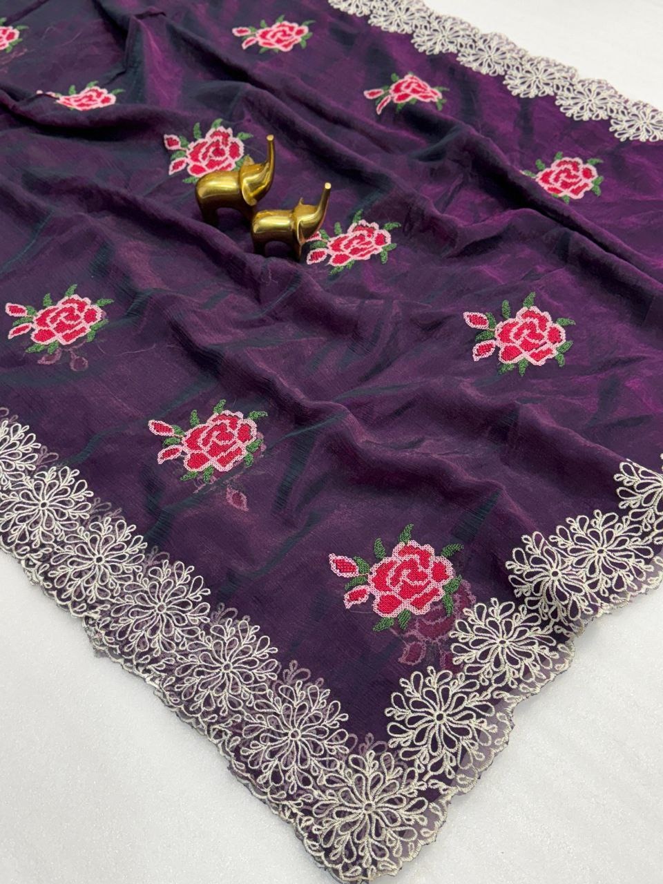 Pure silver crunch saree - Image 3