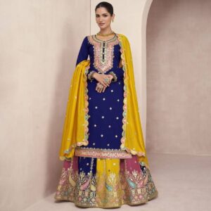 Embroidered Attractive Party Wear Kurti Lehenga pair