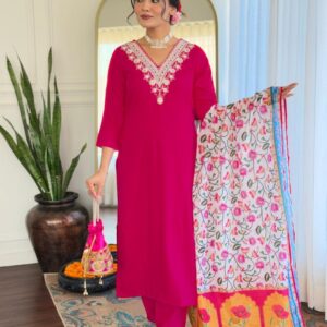 Silk Chiffon With Printed Dupatta